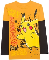Pokemon Big Boys Long Sleeve Twofer T-Shirt