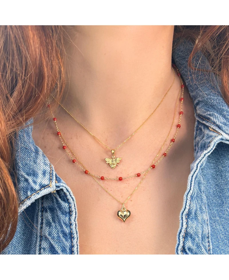 The Lovery Coral Bead Station Necklace 14K Gold