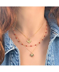 The Lovery Coral Bead Station Necklace 14K Gold