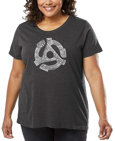 La Pop Art Plus Size Record Adapter Word Art T-Shirt