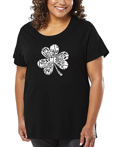 La Pop Art Plus Kiss Me I'm Irish Word T-Shirt