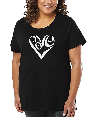 La Pop Art Plus Script Love Heart Word T-Shirt
