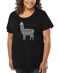 La Pop Art Plus Llama Mama Word T-Shirt