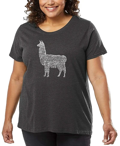 La Pop Art Plus Llama Mama Word T-Shirt