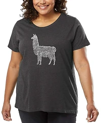 La Pop Art Plus Llama Mama Word T-Shirt