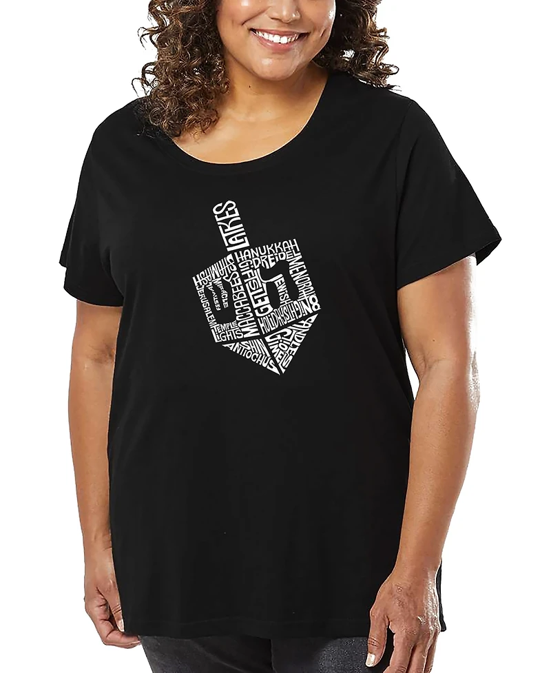 La Pop Art Plus Hanukkah Dreidel Word T-Shirt