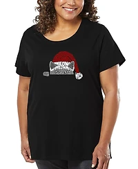 La Pop Art Plus Christmas Peeking Cat Word T-Shirt
