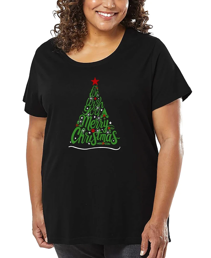 La Pop Art Plus We Wish You A Merry Christmas Word T-Shirt