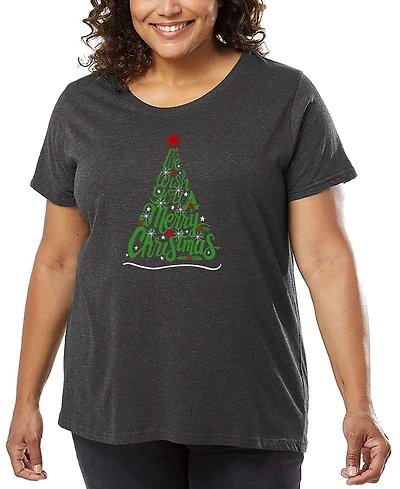 La Pop Art Plus Size We Wish You A Merry Christmas Word Art T-Shirt