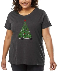 La Pop Art Plus Size We Wish You A Merry Christmas Word Art T-Shirt