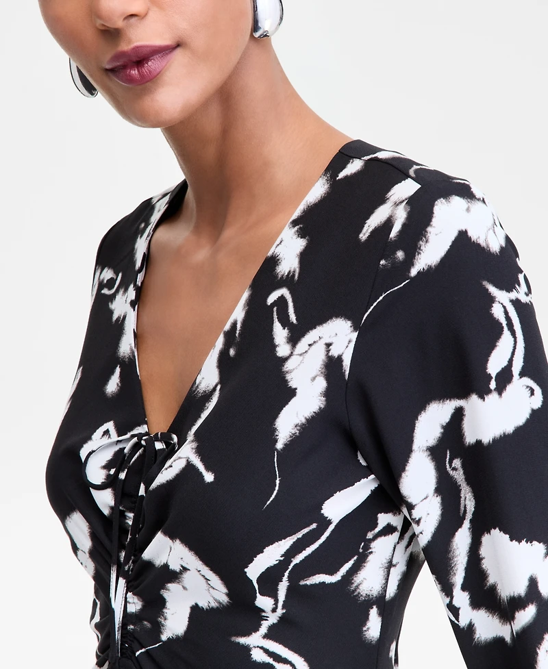 I.n.c. International Concepts Women's Drawstring-Front V-Neck Midi Dress, Macy's Exclusive