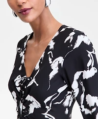 I.n.c. International Concepts Women's Drawstring-Front V-Neck Midi Dress, Macy's Exclusive