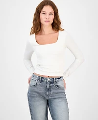 Madden Girl Juniors' Square-Neck Double-Layer Long-Sleeve