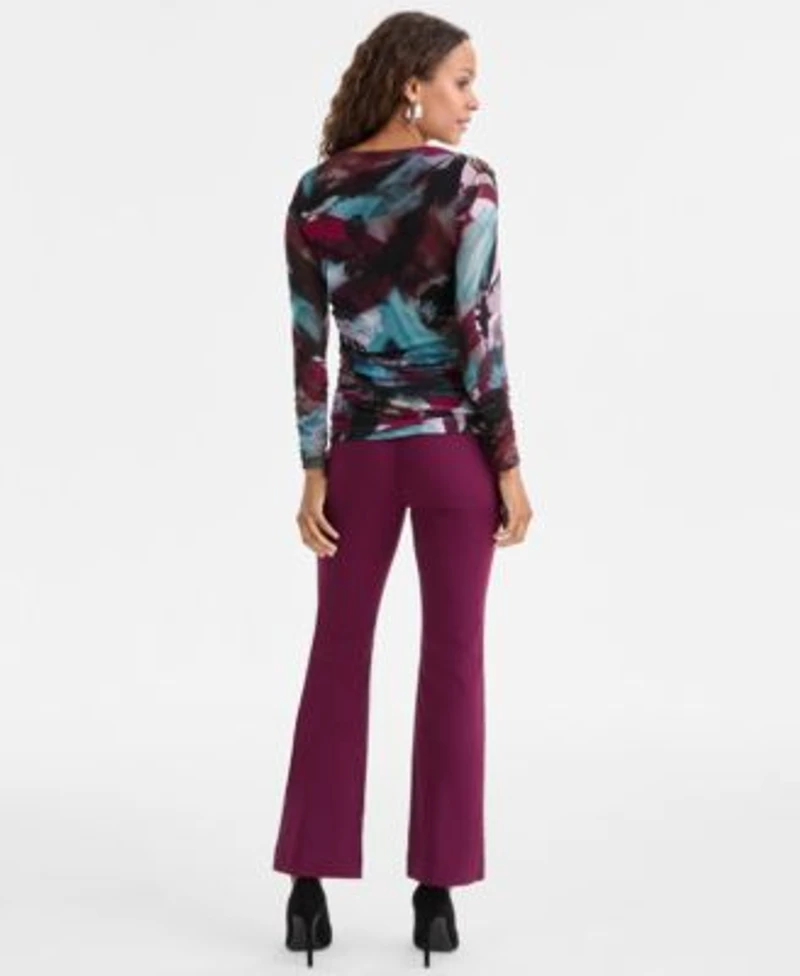 I.N.C. International Concepts Petite Printed Mesh Top Mid Rise Bootcut Pants Macys Exclusive