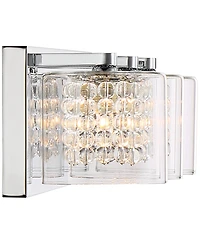 Coco Modern Wall Mount Light Chrome Silver Metal Hardwired 20.5" Wide 3-Light Fixture Clear Glass Shade Crystal Accents for Bathroom Vanity Mirro