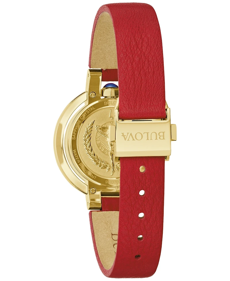 Bulova Women's Classic Rubaiyat Red Leather Strap Watch 30.5mm