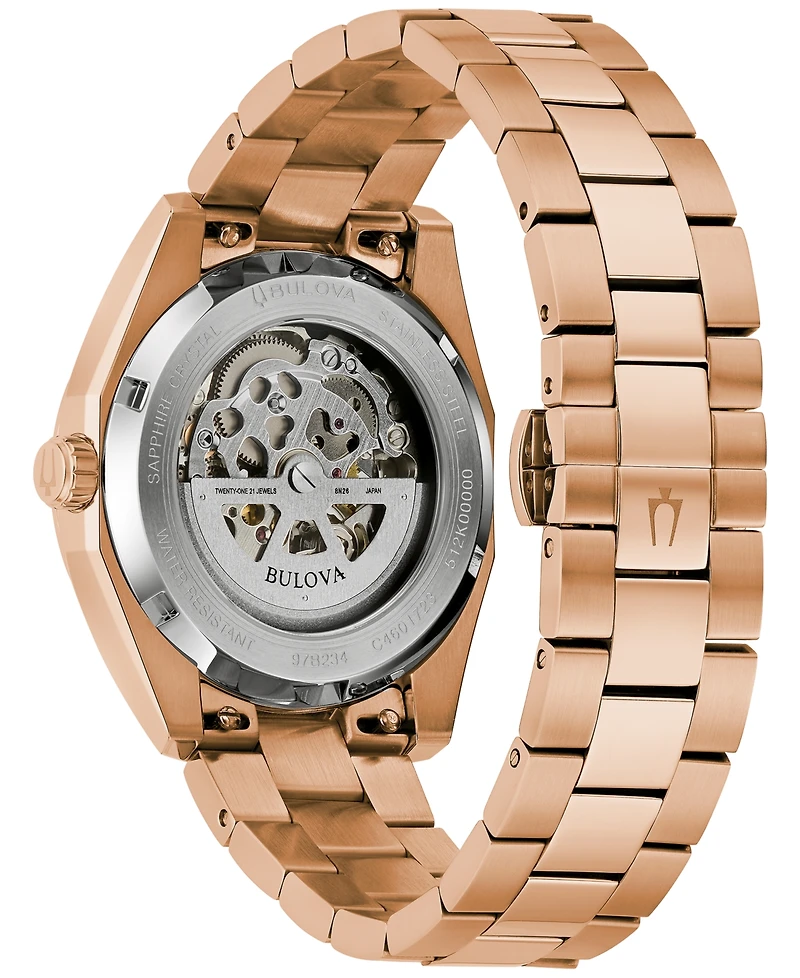 Bulova Men's Classic Surveyor Automatic Rose Gold-Tone Stainless Steel Bracelet Watch 39mm
