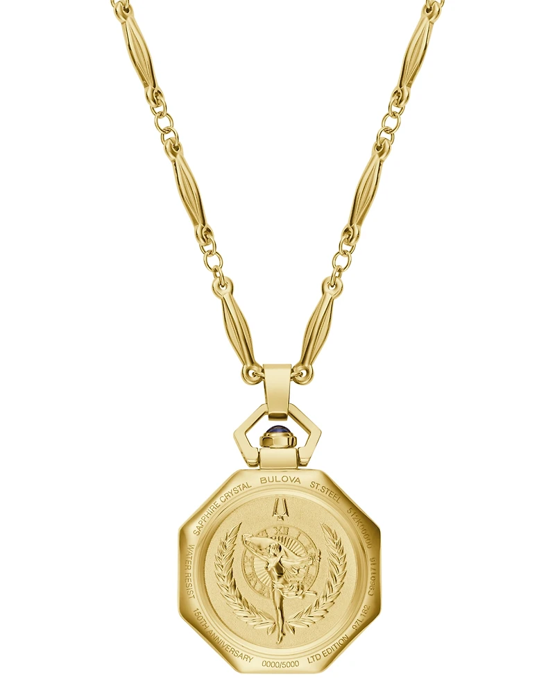 Bulova Women's Limited Edition 150th Anniversary Classic Rubaiyat Gold-Tone Stainless Steel Pendant Watch 25.5mm