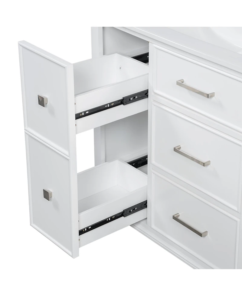 Casainc 30" Bathroom Vanity with Ceramic Sink, Flip-Out Drawer for Plumbing, Soft Close Drawers