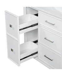 Casainc 30" Bathroom Vanity with Ceramic Sink, Flip-Out Drawer for Plumbing, Soft Close Drawers