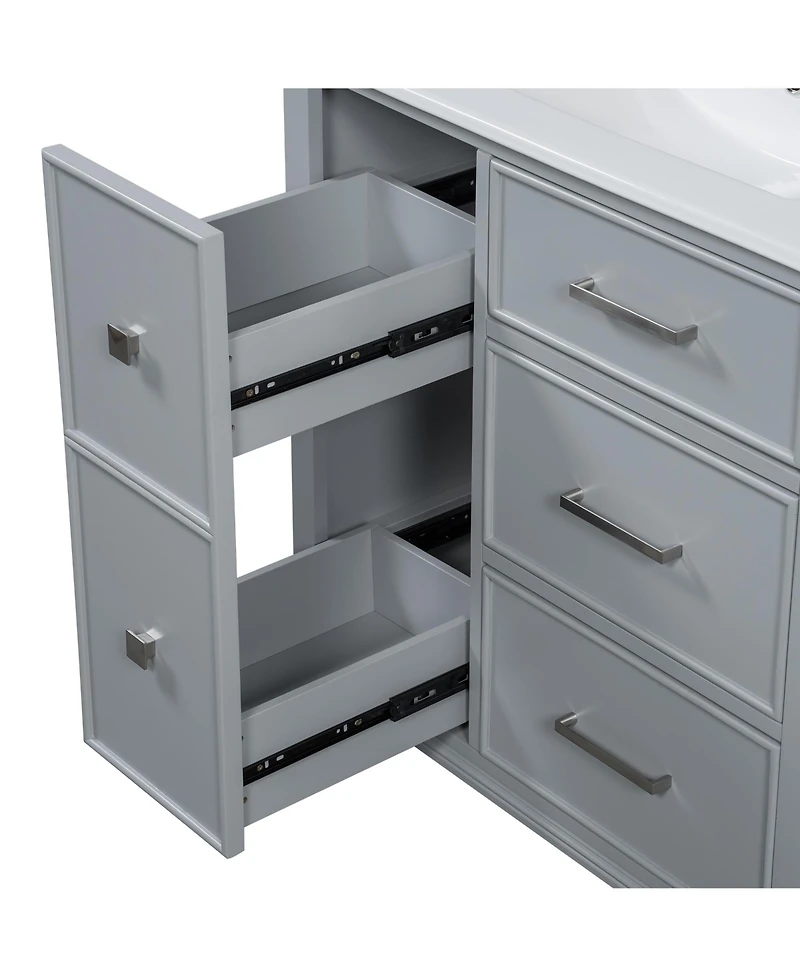 Casainc 30" Bathroom Vanity with Ceramic Sink, Flip-Out Drawer for Plumbing, Soft Close Drawers