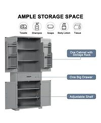 Casainc Bathroom Storage Cabinet with Doors and Drawer, Multiple Spaces, Adjustable Shelf
