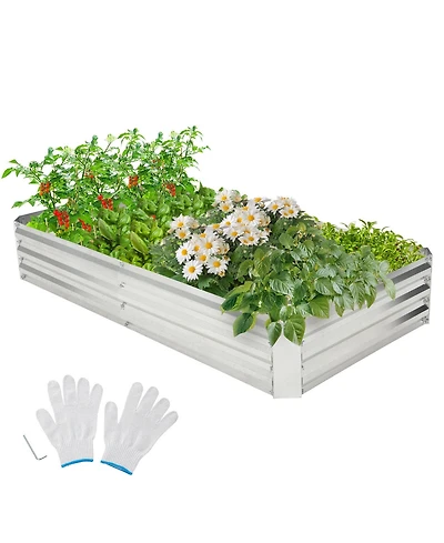 Gymax 6 x 3 x 1FT Galvanized Raised Garden Bed Heavy-Duty Elevated Rectangle Plant Box
