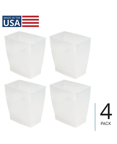 mDesign Small Rectangular Bathroom Trash Cans - Set of 4 - Frost - Made in Usa