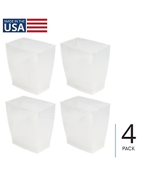 mDesign Small Rectangular Bathroom Trash Cans - Set of 4 - Frost - Made in Usa