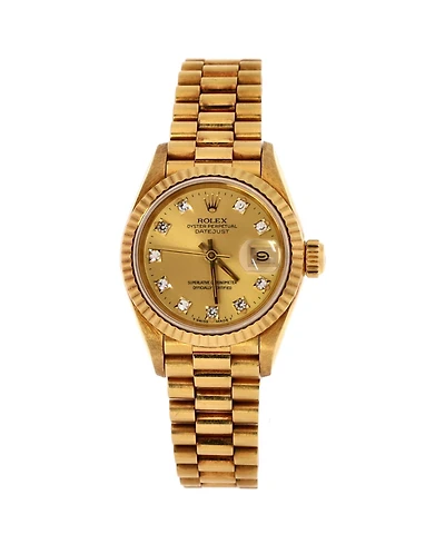 Pre-Owned Rolex Oyster Perpetual Datejust Automatic Watch in Gold with Diamond Markers 26mm