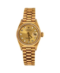 Pre-Owned Rolex Oyster Perpetual Datejust Automatic Watch in Gold with Diamond Markers 26mm
