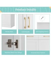 Casainc Bathroom Storage Cabinet, Two Doors, Drawers, Adjustable Shelf & Three Open Shelves
