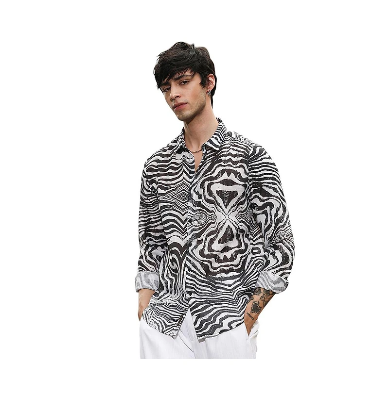 Campus Sutra Men's Zebra-Kaleidoscopic Shirt