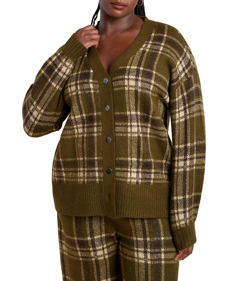 Eloquii Women's Plus Printed Longline Cardigan