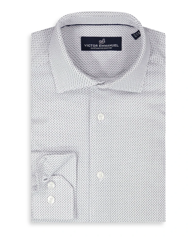Victor Emmanuel Men's Geometric Print Spread Collar Dress Shirt