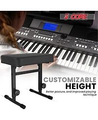 5 Core Keyboard Bench 3" Padded Cushioned Piano Stool Height Adjustable Guitar Seat Folding Portable