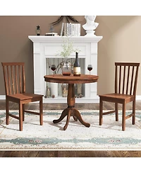 Gymax 3-Piece Dining Kitchen Table Dining Set Mid-Century Round WoodenTable & 2 Chairs