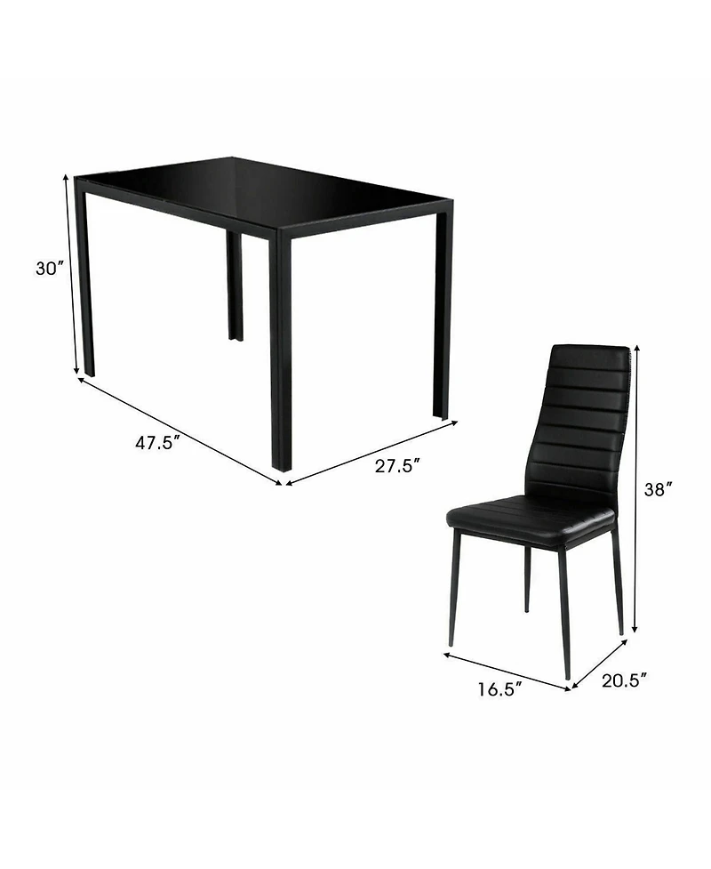Gymax 5 Piece Table Chair Kitchen Dining Set Furniture Glass Metal
