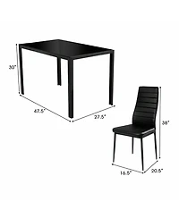Gymax 5 Piece Table Chair Kitchen Dining Set Furniture Glass Metal