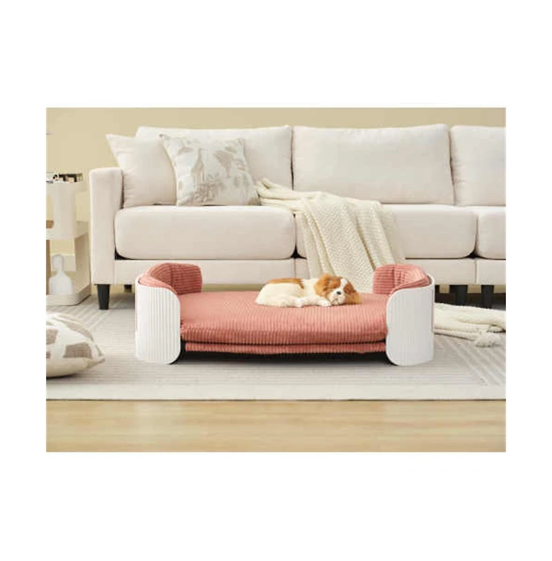 Aostirmotor White and Cat Couch Bed with Removable Mattress Cover Suitable for Mid Animal