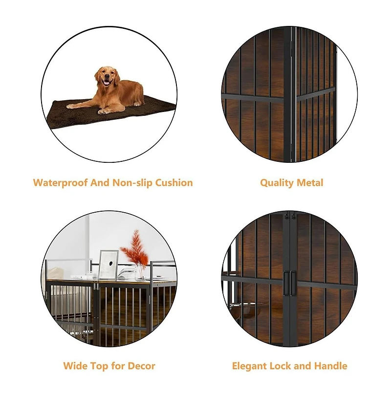 Aostirmotor 41 in. Indoor Heavy Duty Sturdy Dog Crate Furniture-Style Cages for Large Dogs