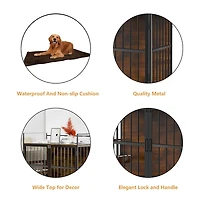 Aostirmotor 41 in. Indoor Heavy Duty Sturdy Dog Crate Furniture-Style Cages for Large Dogs