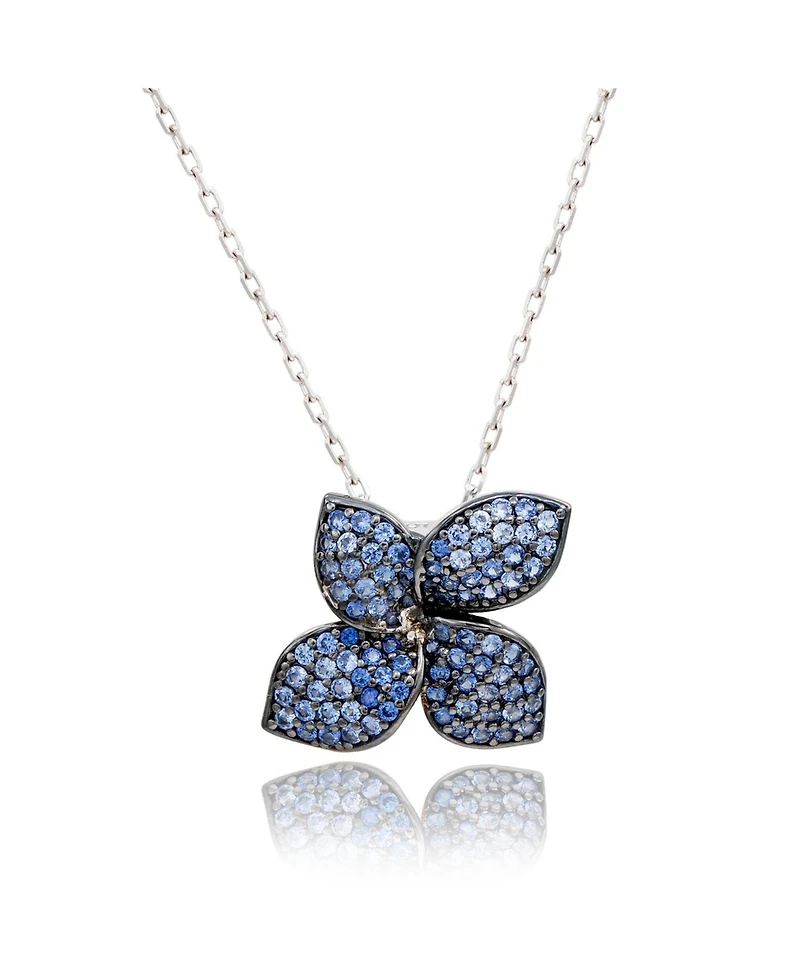 Suzy Levian Sterling Silver Sapphire Abstract Flower Pendant