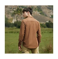 Campus Sutra Men's Solid Ribbed Utility Shirt