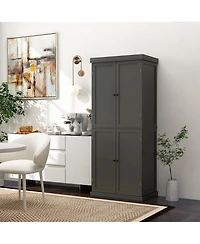 Gymax 72.5'' Kitchen Pantry w/4 Door 6-Tier Shelves Freestanding Modern Storage