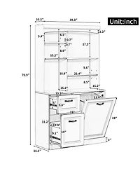 Casainc Bathroom Storage Cabinet with Tilt-Out Hamper, 70.9" Tall Organizer, Drawers & Adjustable Shelves