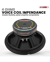 5 Core 10 Inch Woofer Pair 300W Car Subwoofer 4Ohm Replacement Deep Sub w Poly Cone