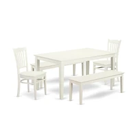 East West Furniture Dining Room Set Linen White