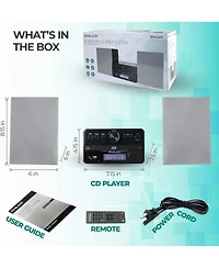 Philco Stereo Shelf Systems Tray Loading Cd Player with Digital Fm Radio, Bluetooth Streaming, Remote Control in Silver