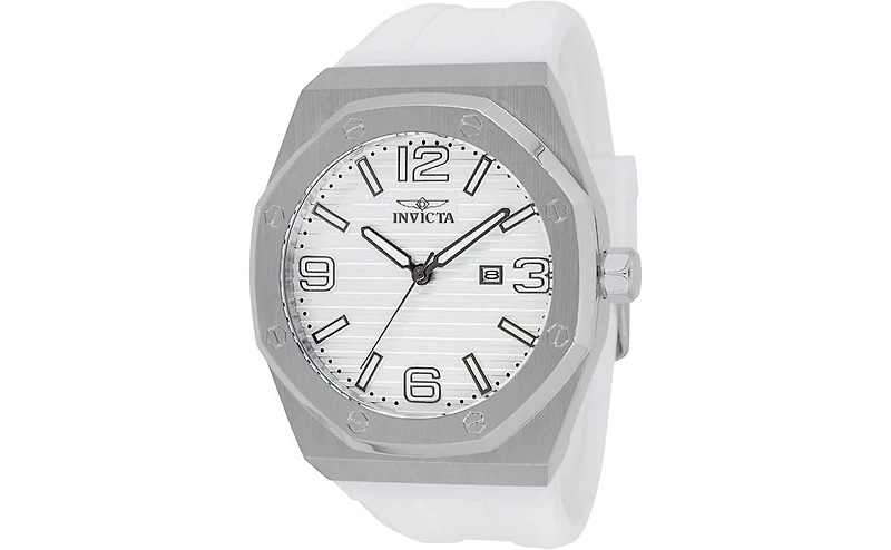 Invicta Men's 45774 Huracan Quartz 3 Hand Silver Dial Watch